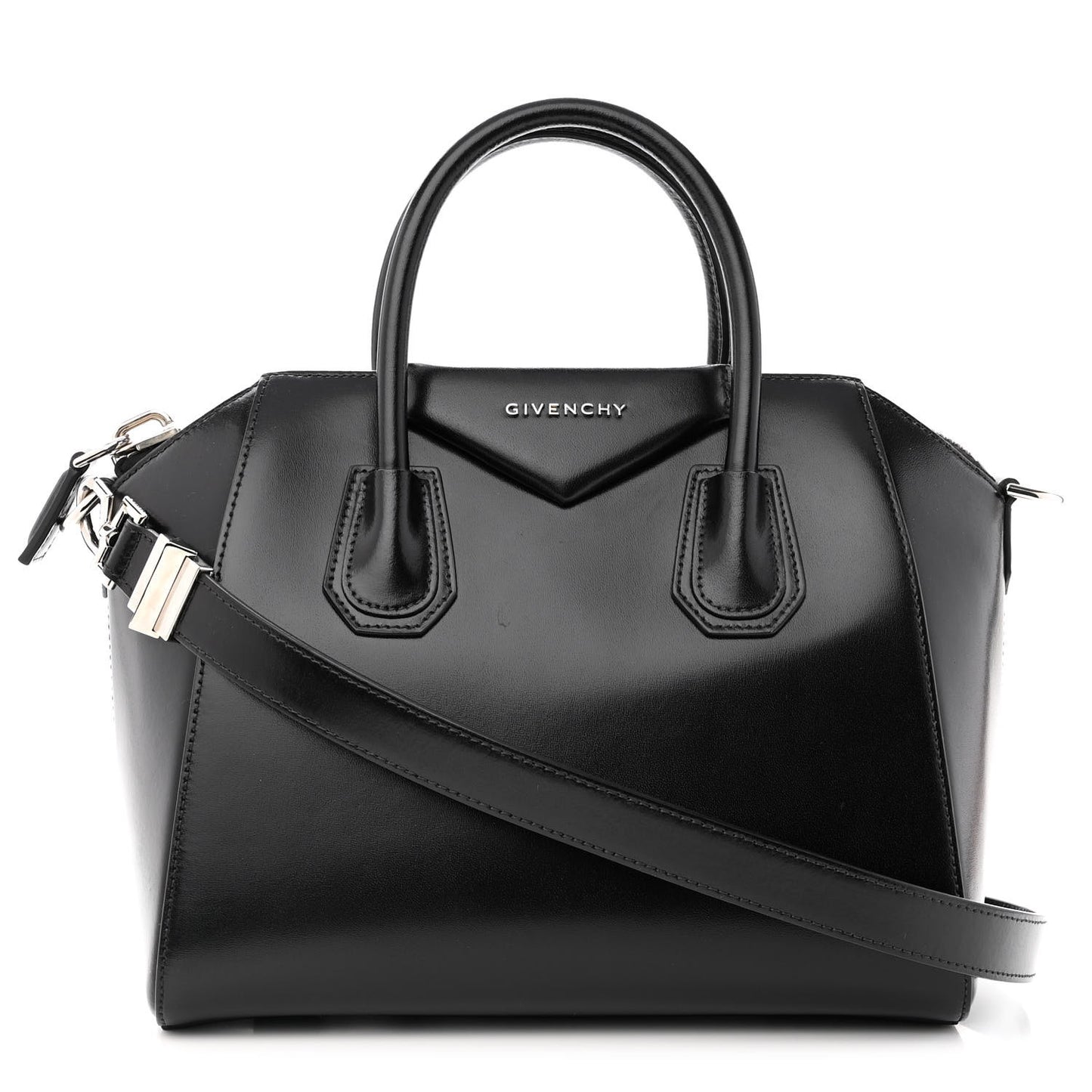 Shiny Lord Calfskin Small Antigona Black