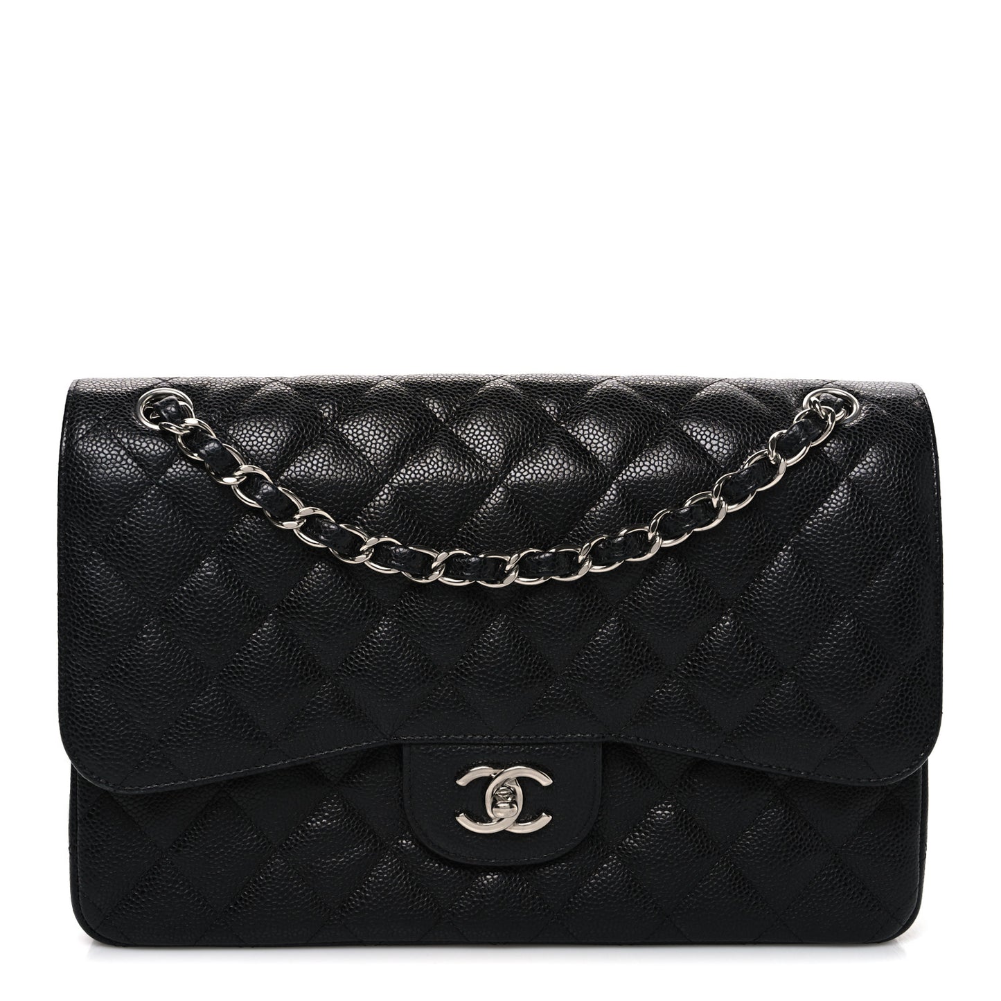Caviar Quilted Jumbo Double Flap Black