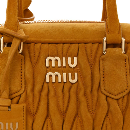 Miu Miu Suede Matelasse Large Arcadie Top Handle Bag Whisky 13 of 17