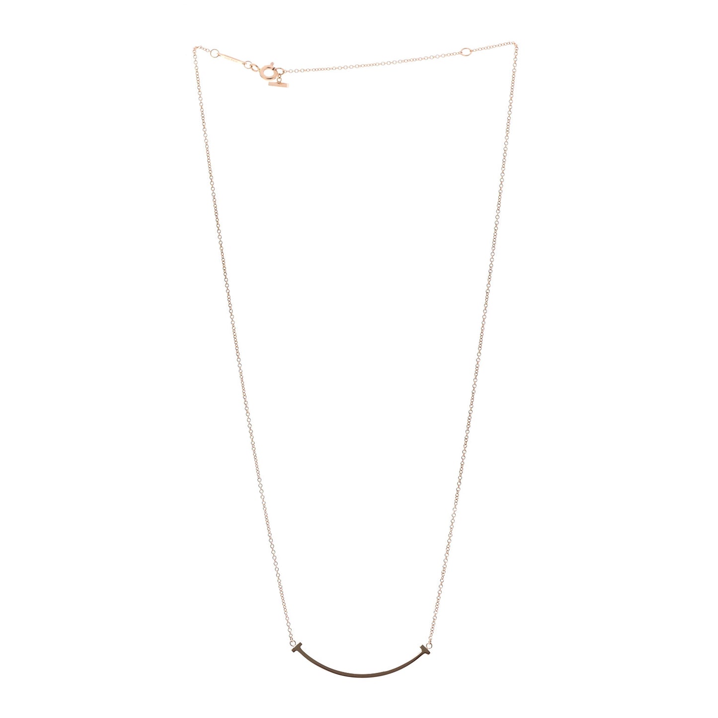 18K Rose Gold Small T Smile Pendant Necklace