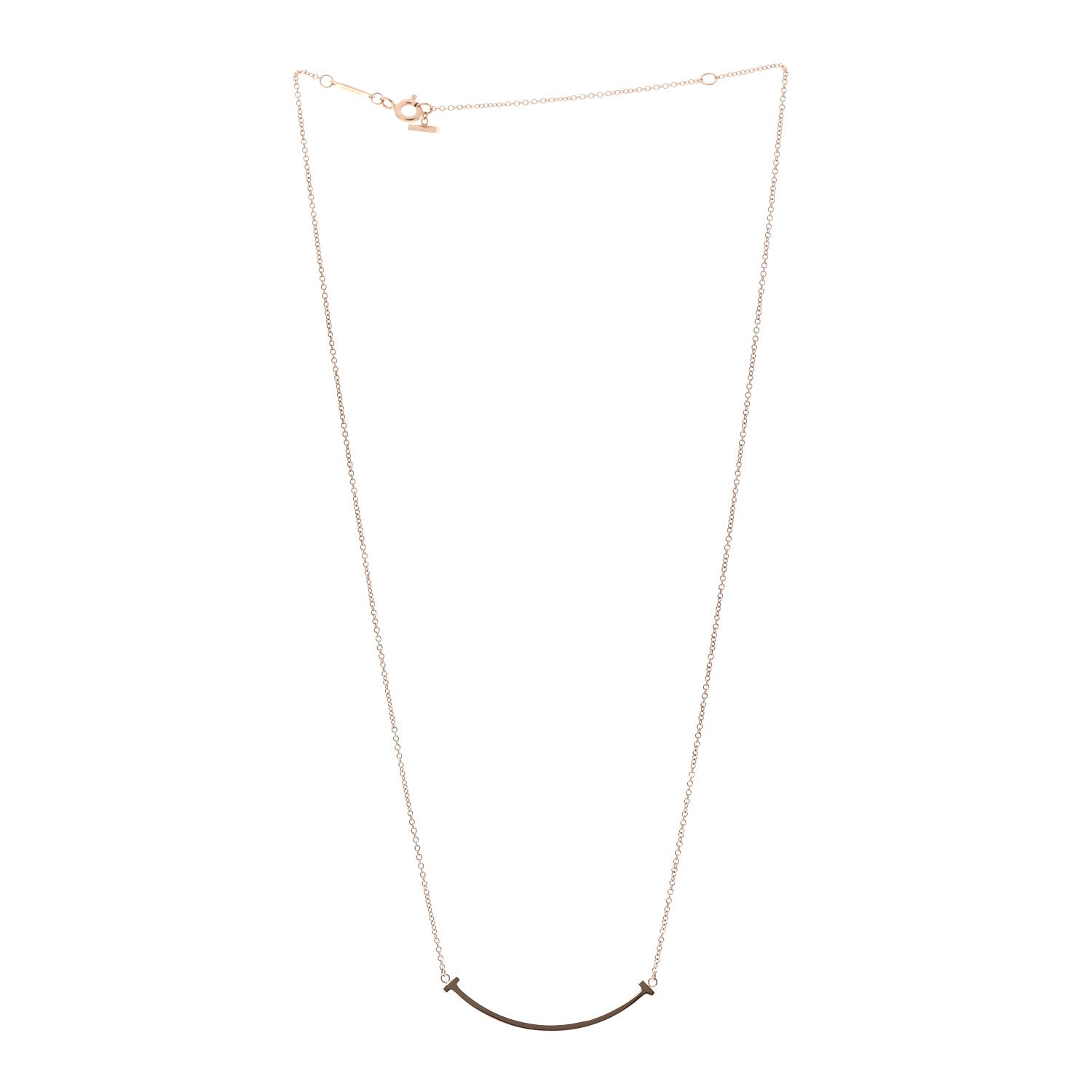 Tiffany 18K Rose Gold Small T Smile Pendant Necklace 3 of 6