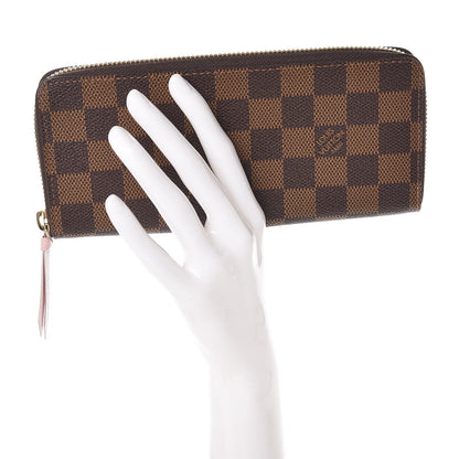 Louis Vuitton Damier Ebene Clemence Wallet Rose Ballerine 2 of 7