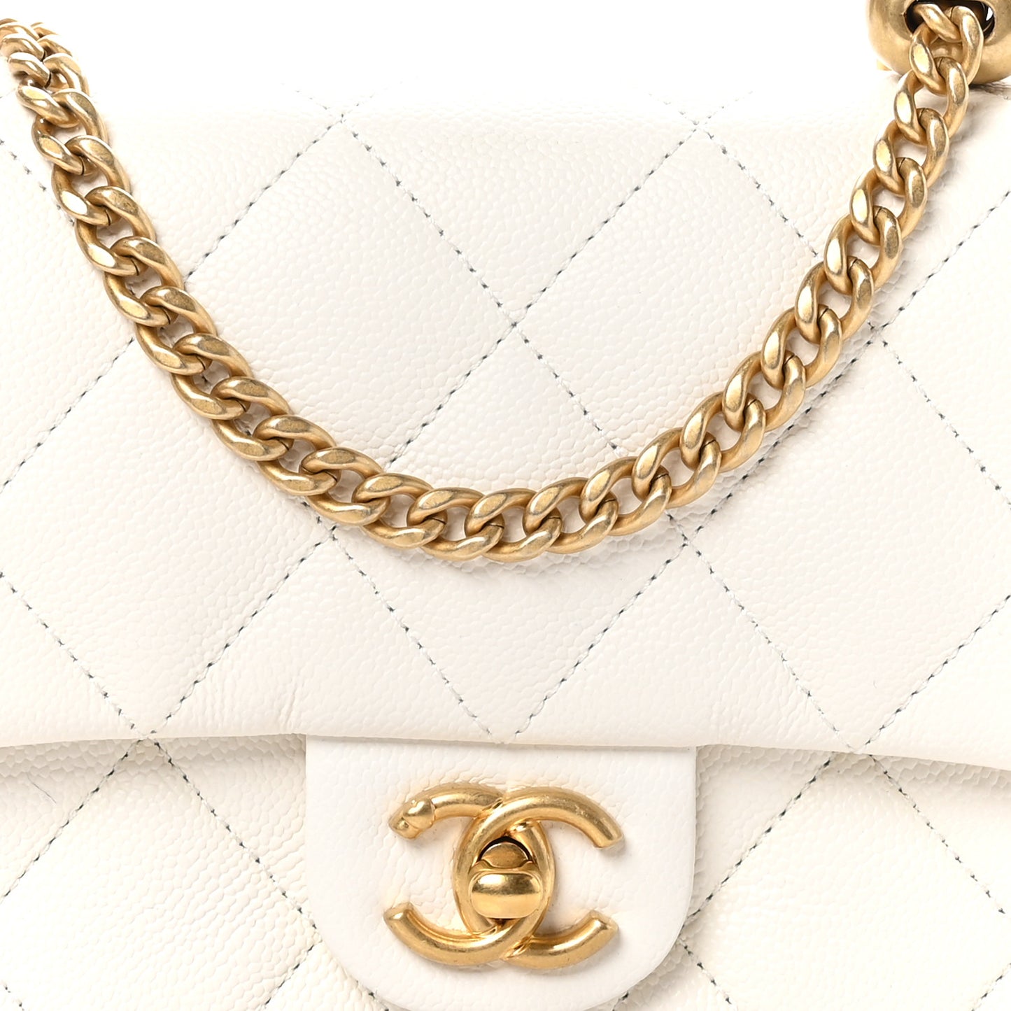 Caviar Quilted Mini Sweetheart Flap White