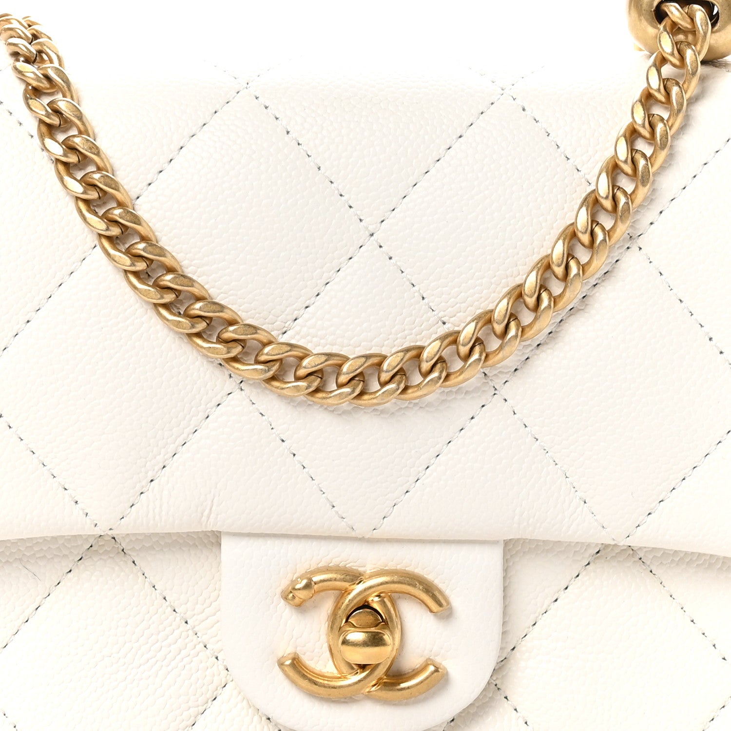 Chanel Caviar Quilted Mini Sweetheart Flap White 8 of 10