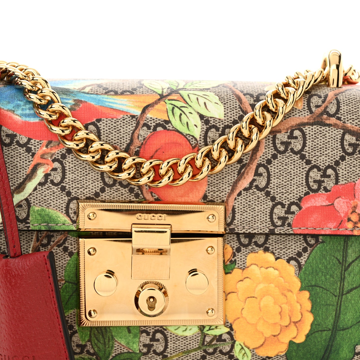 GG Supreme Monogram Tian Small Padlock Shoulder Bag Beige Multicolor New Acero
