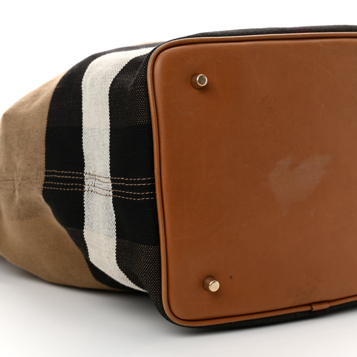 Grainy Calfskin Canvas Mega Check Medium Ashby Tassel Hobo Saddle Brown