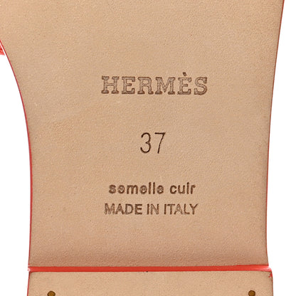 Hermes Box Calfskin Oran Sandals 37 Rouge Grenadine 7 of 10