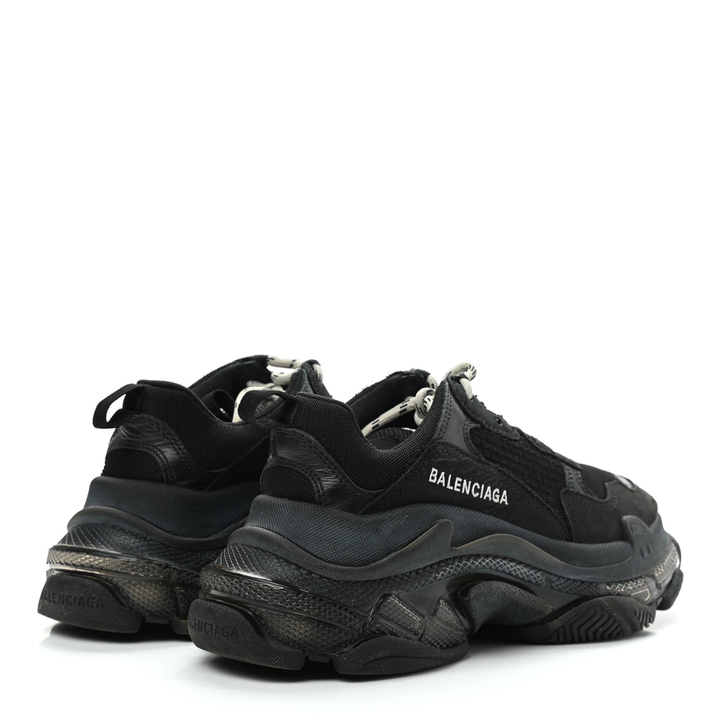 Fabric Mesh Clear Sole Womens Triple S Sneakers 37 Black