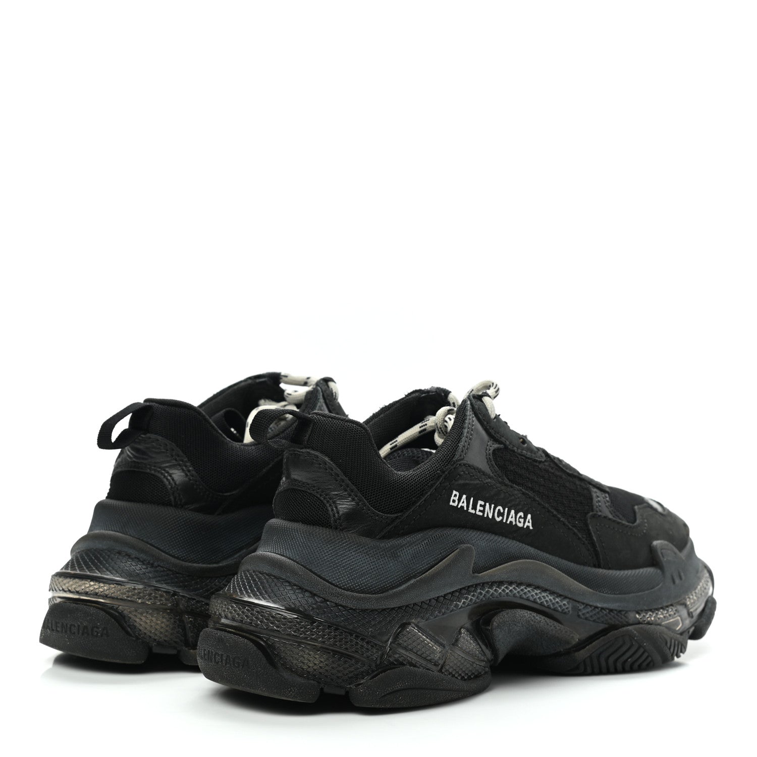 Balenciaga Fabric Mesh Clear Sole Womens Triple S Sneakers 37 Black 4 of 14