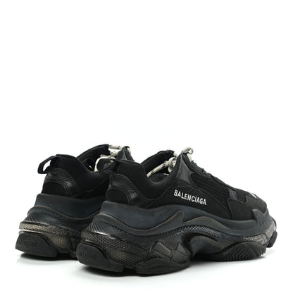 Balenciaga Fabric Mesh Clear Sole Womens Triple S Sneakers 37 Black 4 of 14