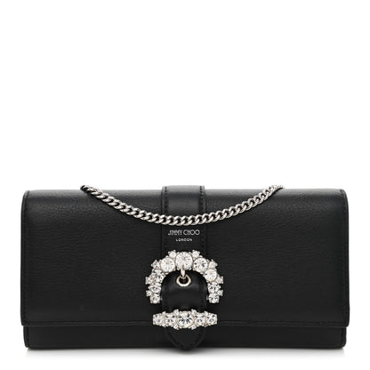 Jimmy Choo Calfskin Crystal Cheri Wallet on Chain Bag Black 1 of 11
