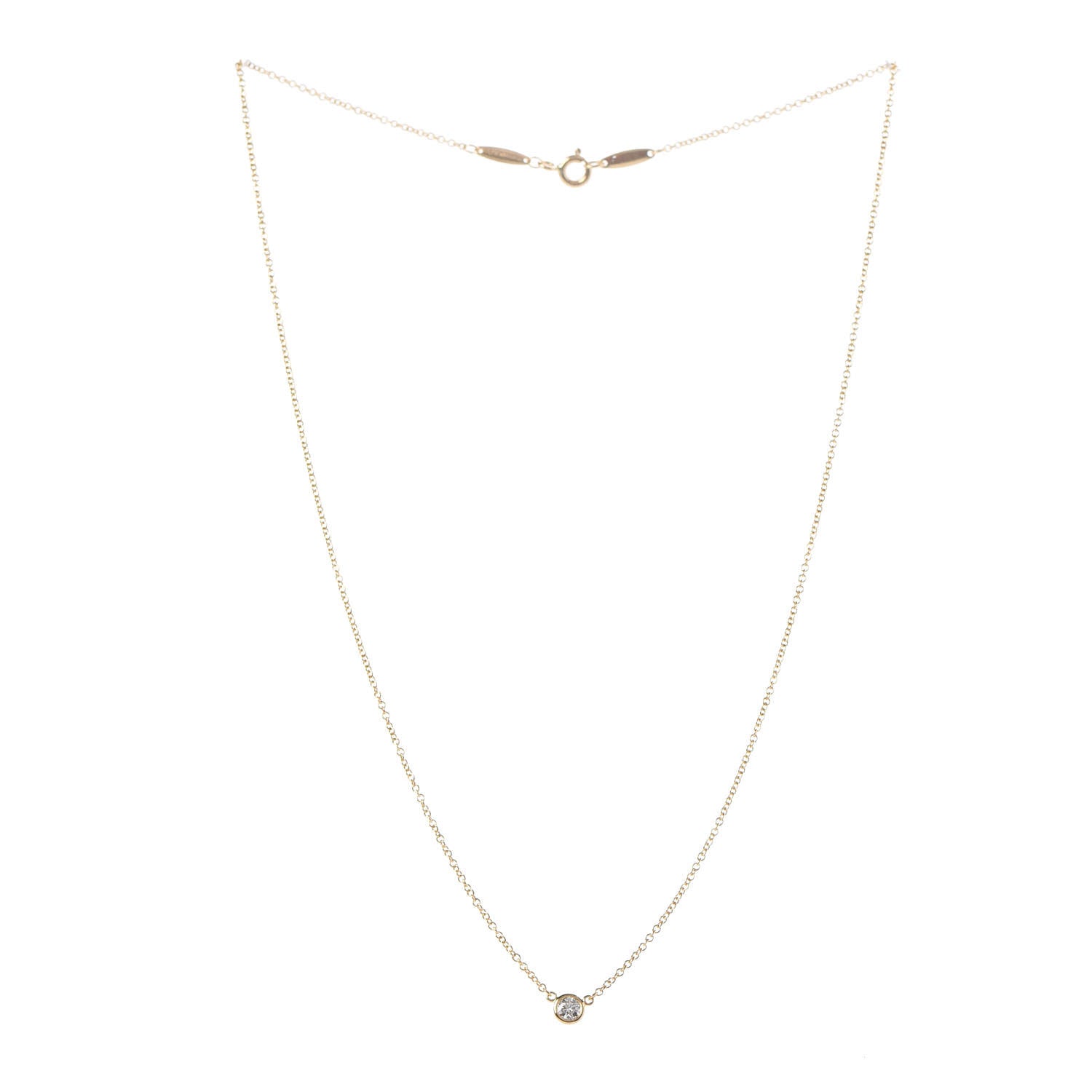 Tiffany 18K Yellow Gold Diamond .14ct Elsa Peretti Diamonds by the Yard Pendant Necklace 3 of 5