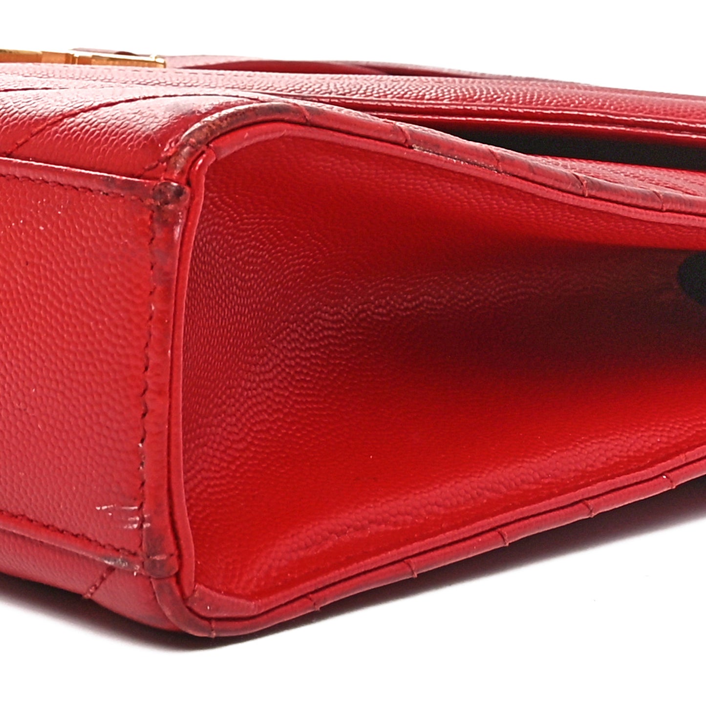 Grain De Poudre Matelasse Chevron Large Monogram Satchel Lipstick Red