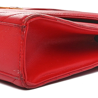 Saint Laurent Grain De Poudre Matelasse Chevron Large Monogram Satchel Lipstick Red 9 of 11