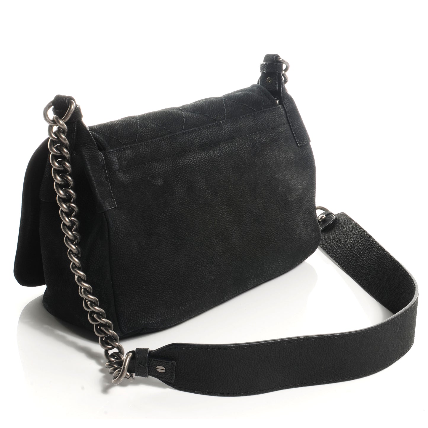 Iridescent Caviar Large Flap Black