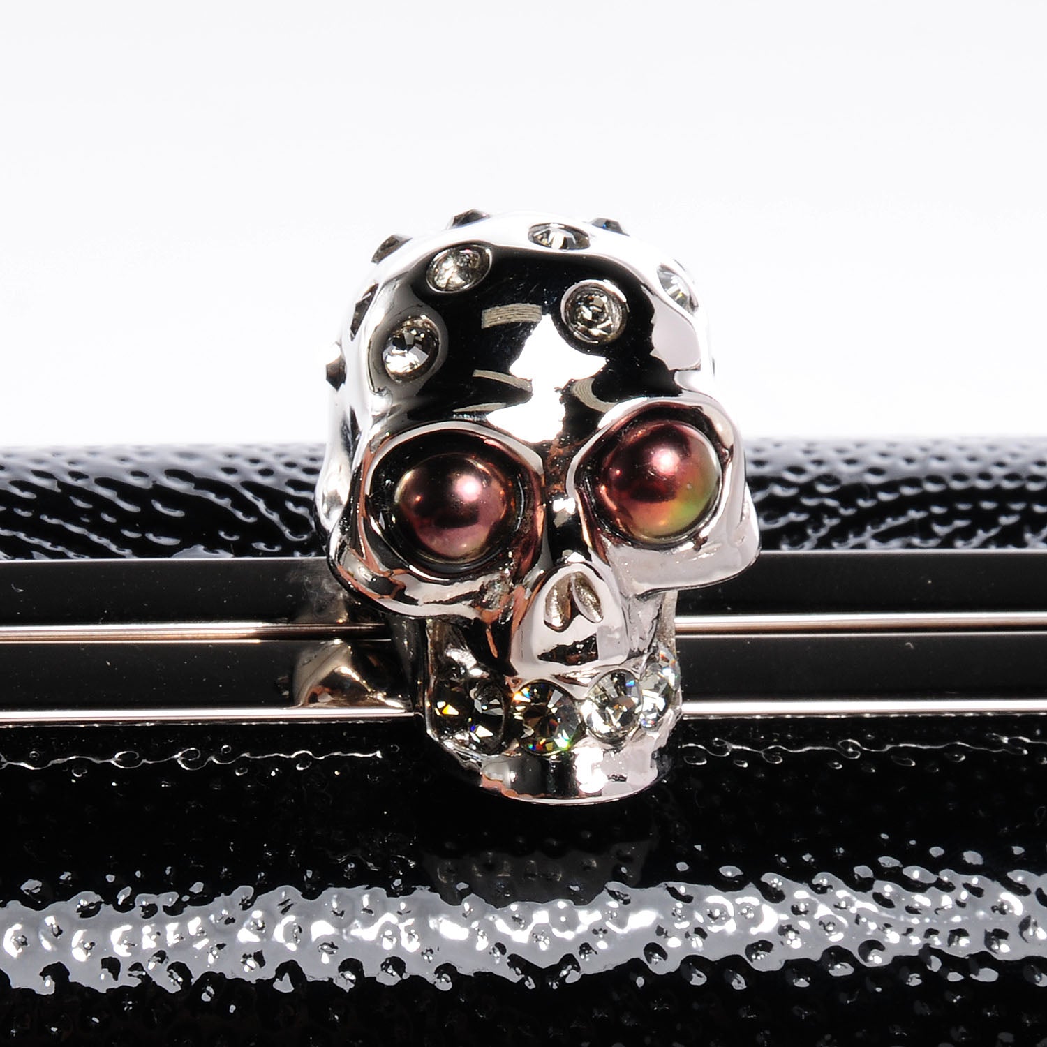 Alexander McQueen Patent Leather Skull Box Clutch Black 5 of 9