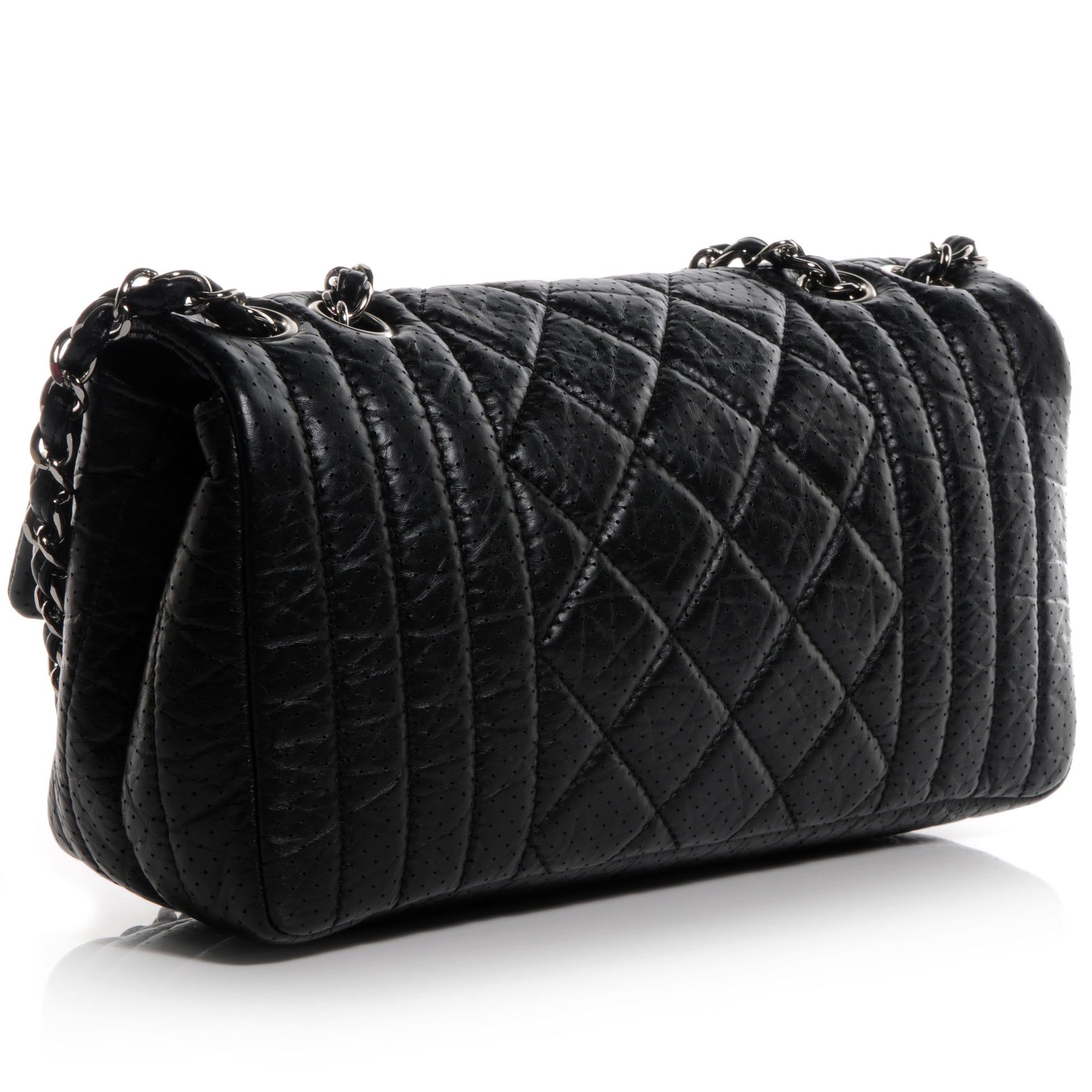 Chanel Aged Calfskin Perforated Flap Black 3 of 8