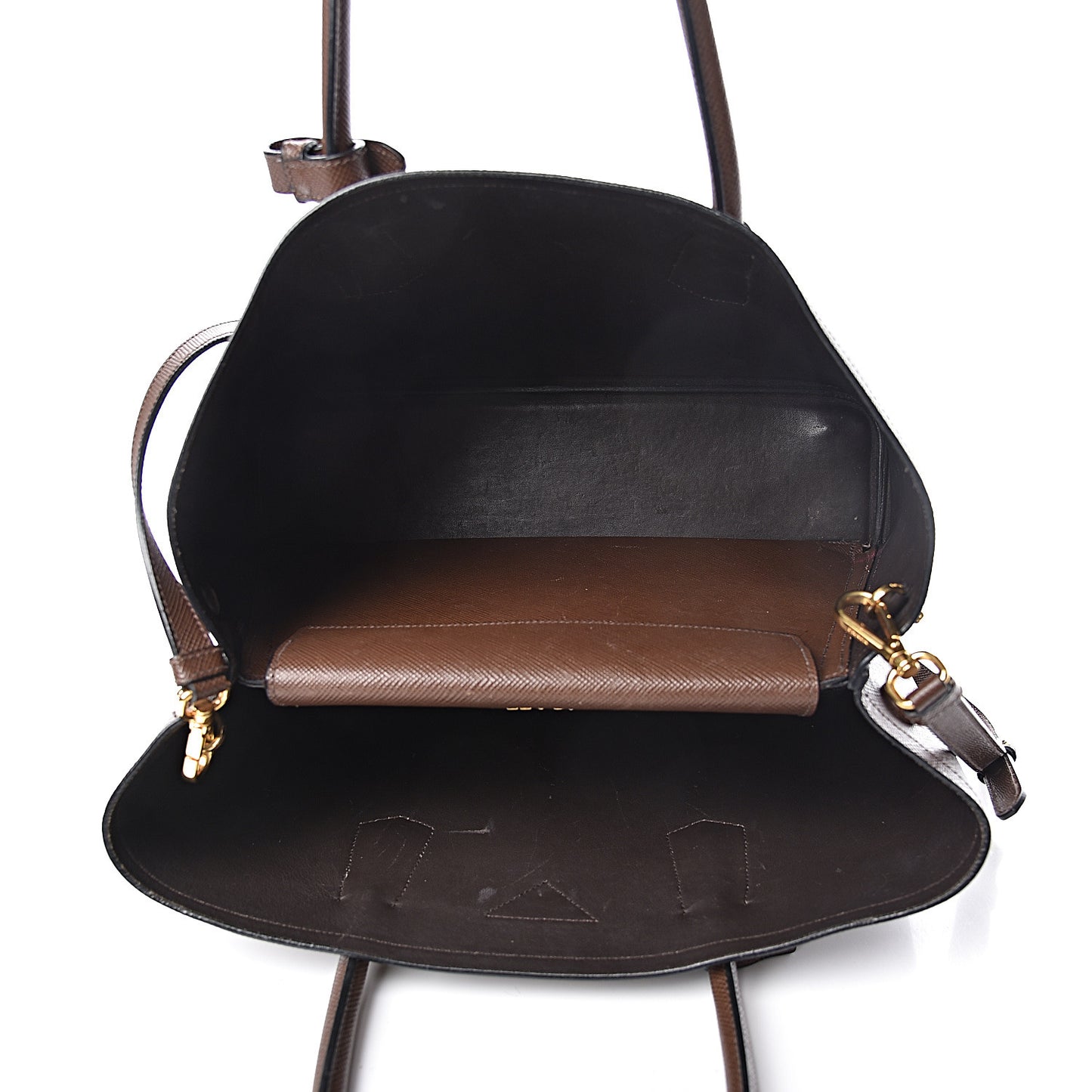 Saffiano Cuir Large Double Bag Cacao