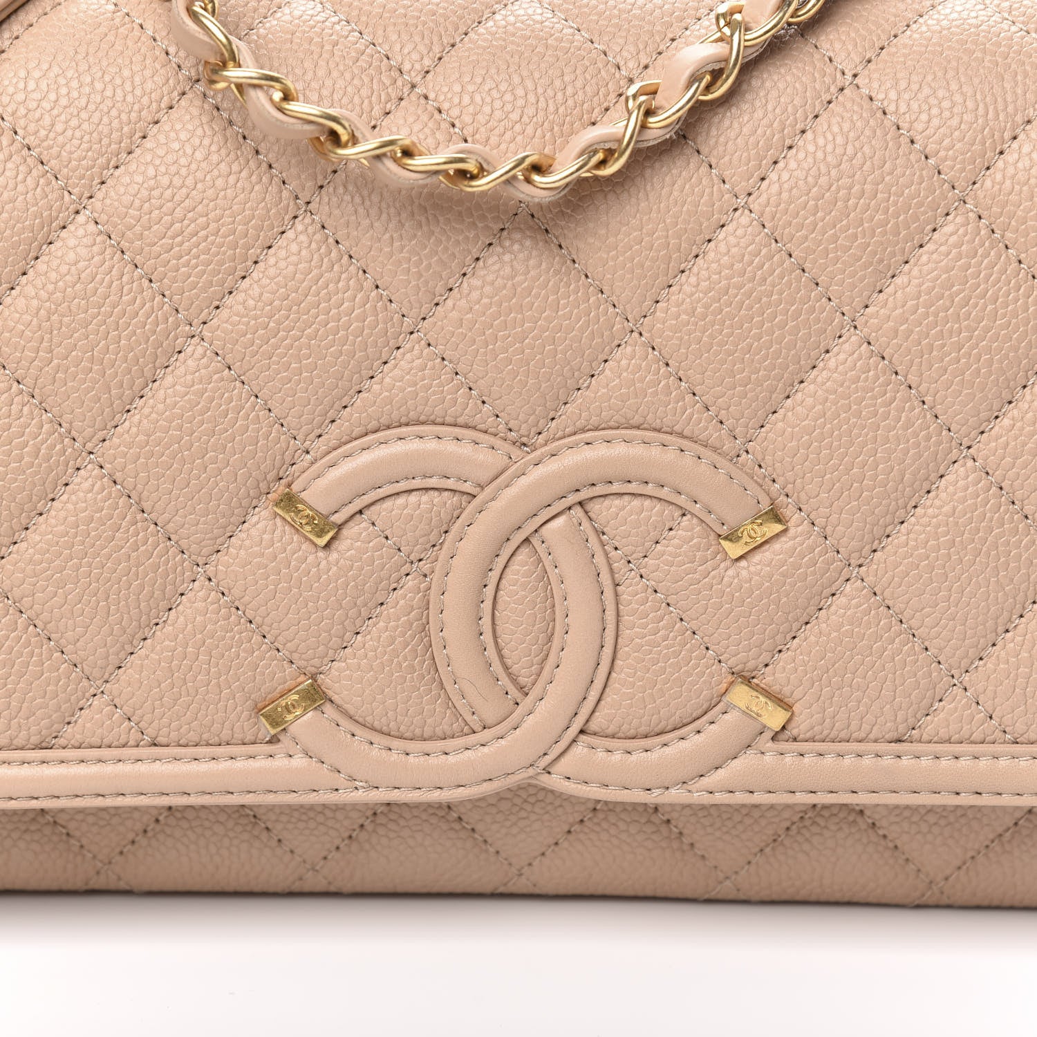 Chanel Caviar Quilted Medium CC Filigree Flap Beige 11 of 11