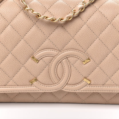 Chanel Caviar Quilted Medium CC Filigree Flap Beige 11 of 11