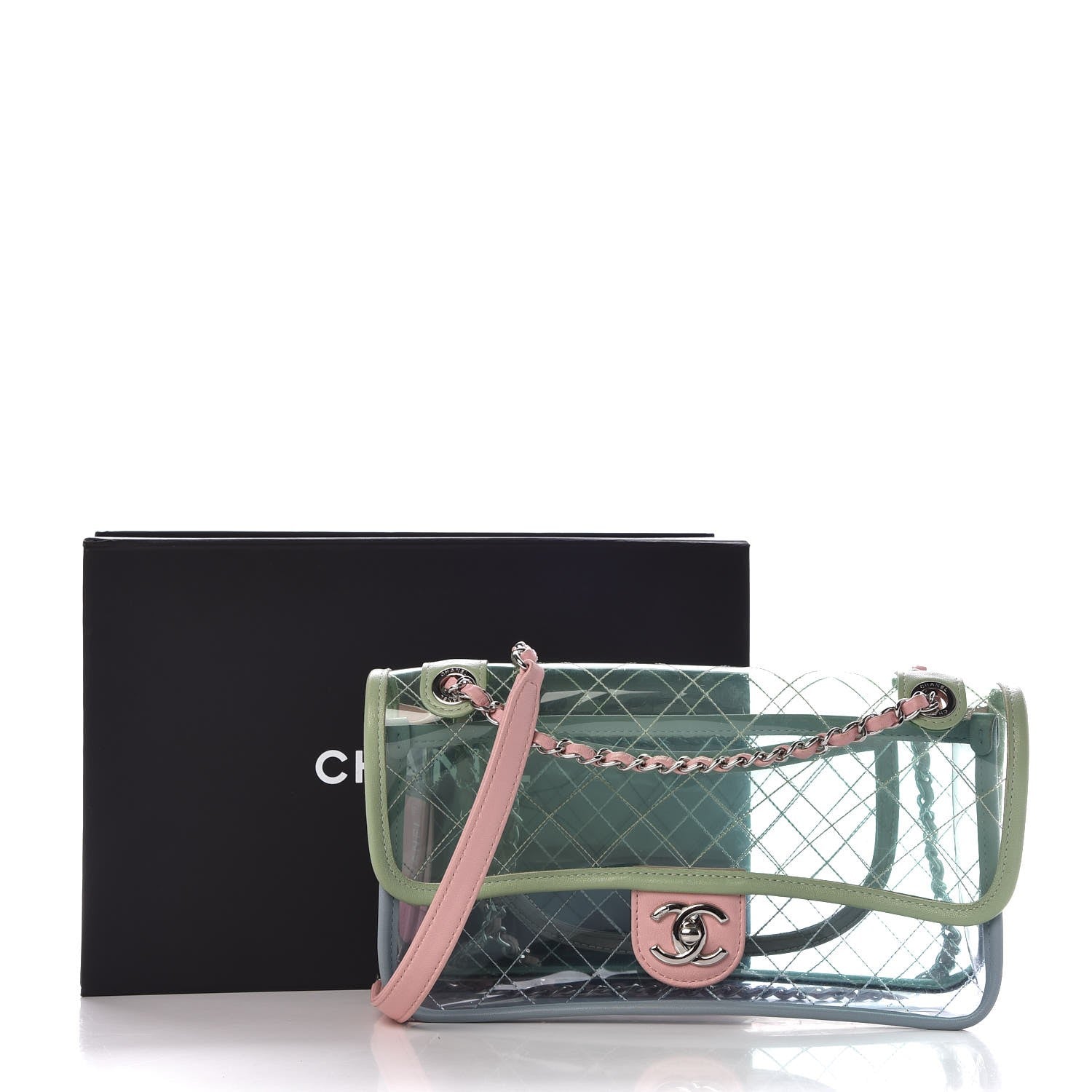 Chanel Lambskin PVC Quilted Medium Coco Splash Flap Blue Green 9 of 9