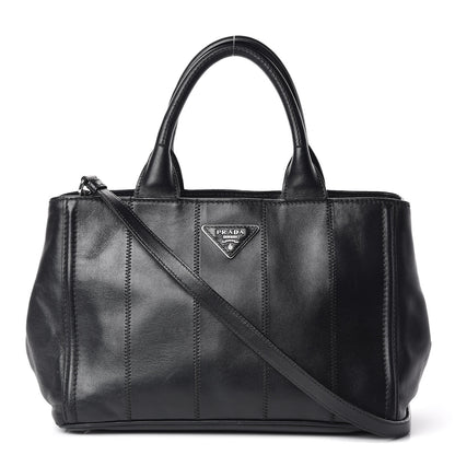 Prada Nappa Vertical Stitched Tote Black 1 of 17
