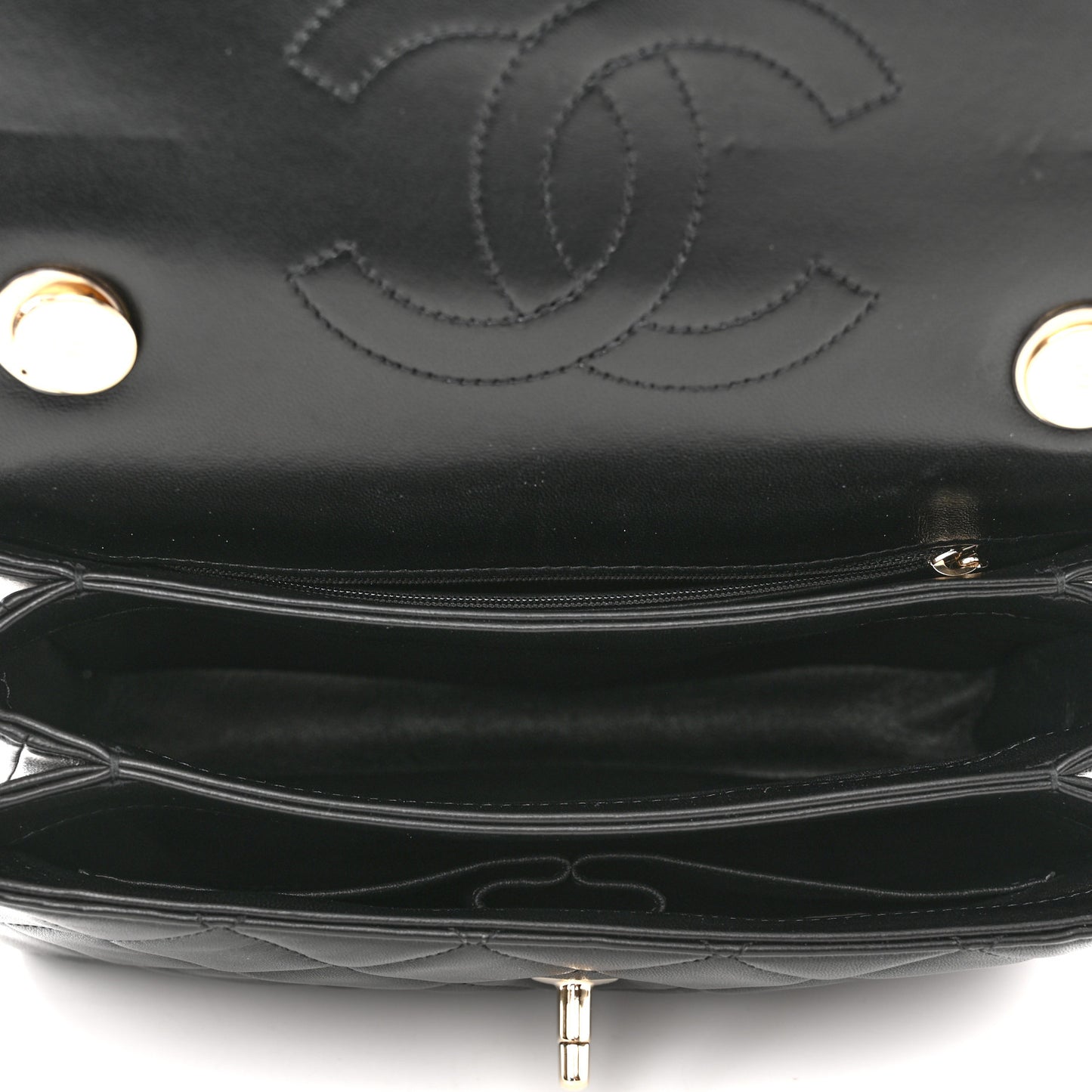 Lambskin Quilted Small Trendy CC Dual Handle Flap Bag Black