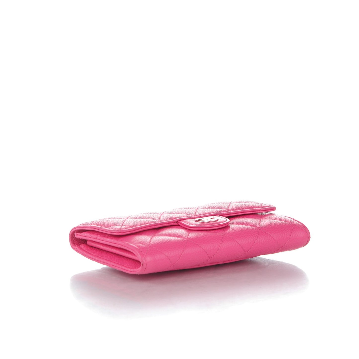 Caviar Quilted Small Flap Wallet Dark Pink