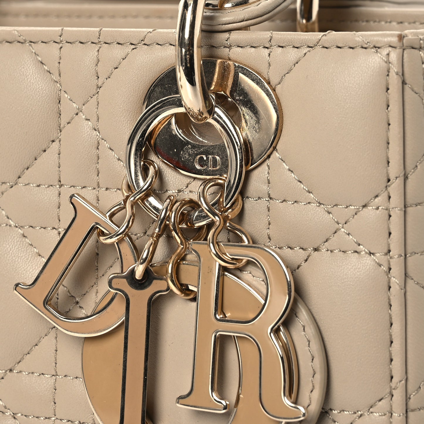 Lambskin Cannage Small Lucky Badges My Lady Dior Beige