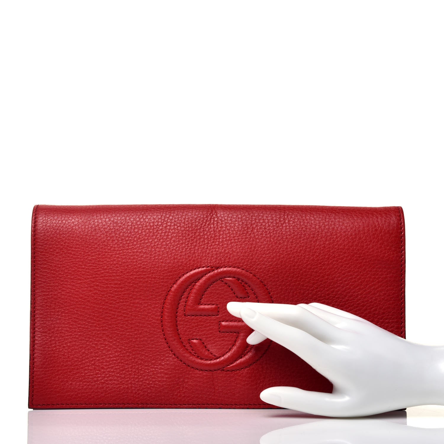 Gucci Pebbled Calfskin Medium Soho Clutch Red 2 of 7
