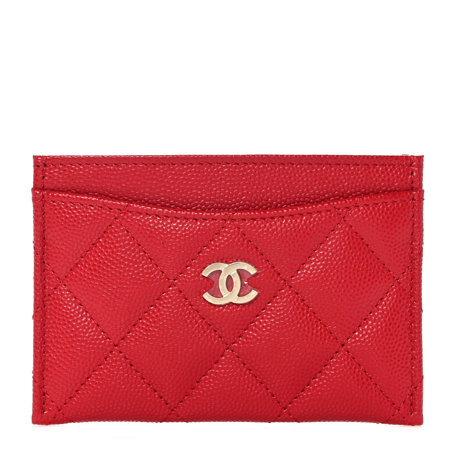 Chanel Caviar Quilted Card Holder Red 1 of 9