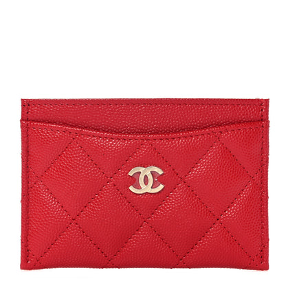 Chanel Caviar Quilted Card Holder Red 1 of 9