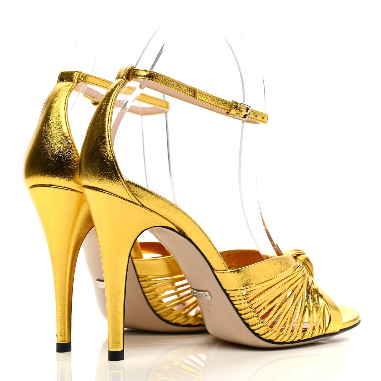 Metallic Nappa Crawford Knot Ankle Strap Sandals 37.5 Gold