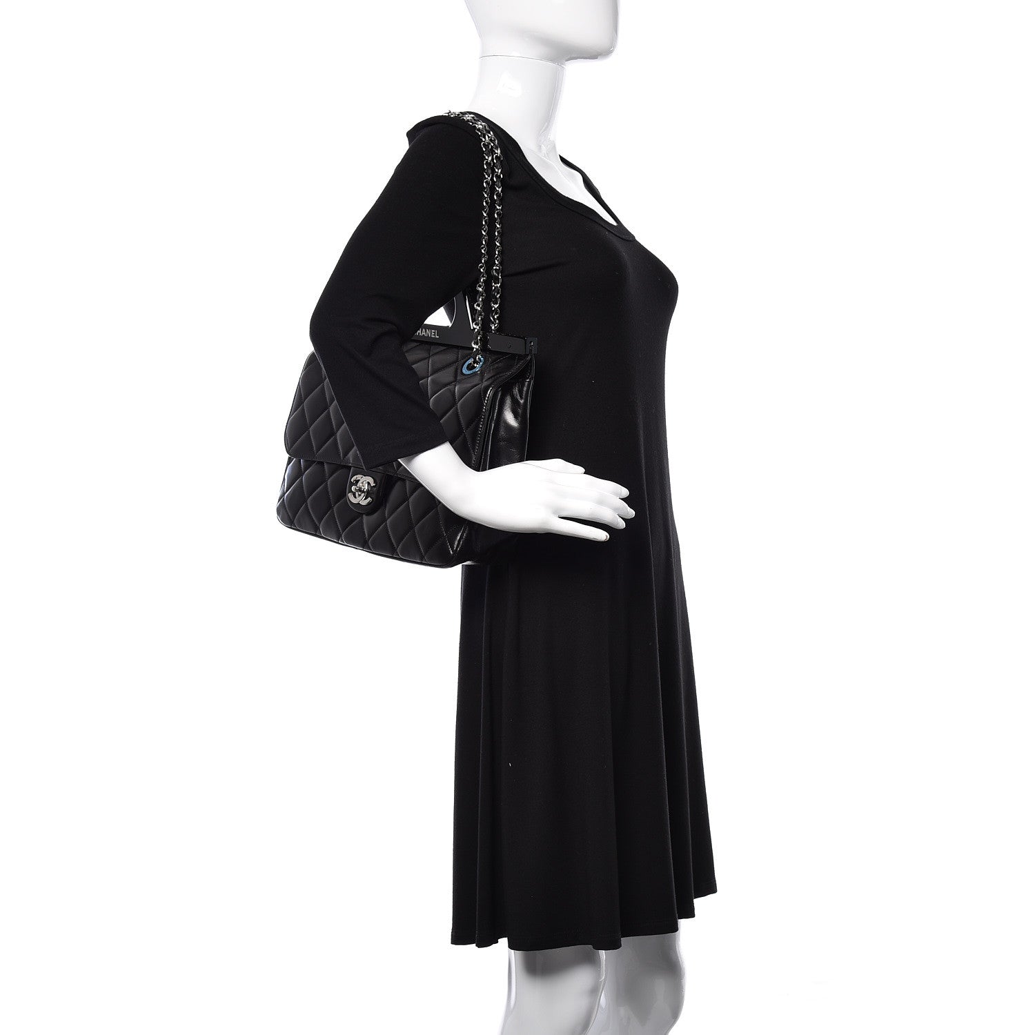 Chanel Glazed Calfskin Quilted Small CC Delivery Tote Black 2 of 9