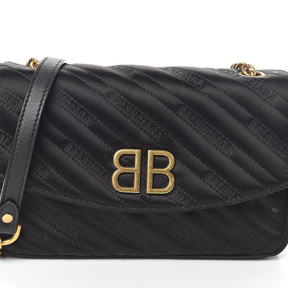 Balenciaga Satin Jacquard Logo Matelasse BB Chain Wallet Black 7 of 9