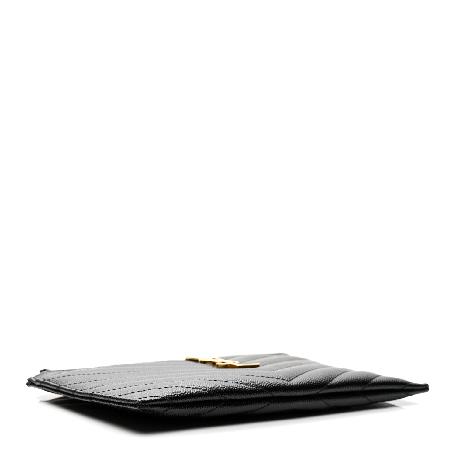 Saint Laurent Grain De Poudre Chevron Monogram Bill Pouch Black 4 of 8
