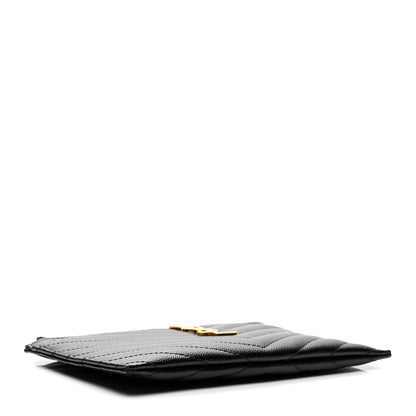Saint Laurent Grain De Poudre Chevron Monogram Bill Pouch Black 4 of 8