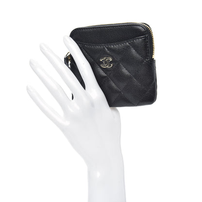 Chanel Caviar Quilted Zip Card Holder Wallet Black 2 of 8