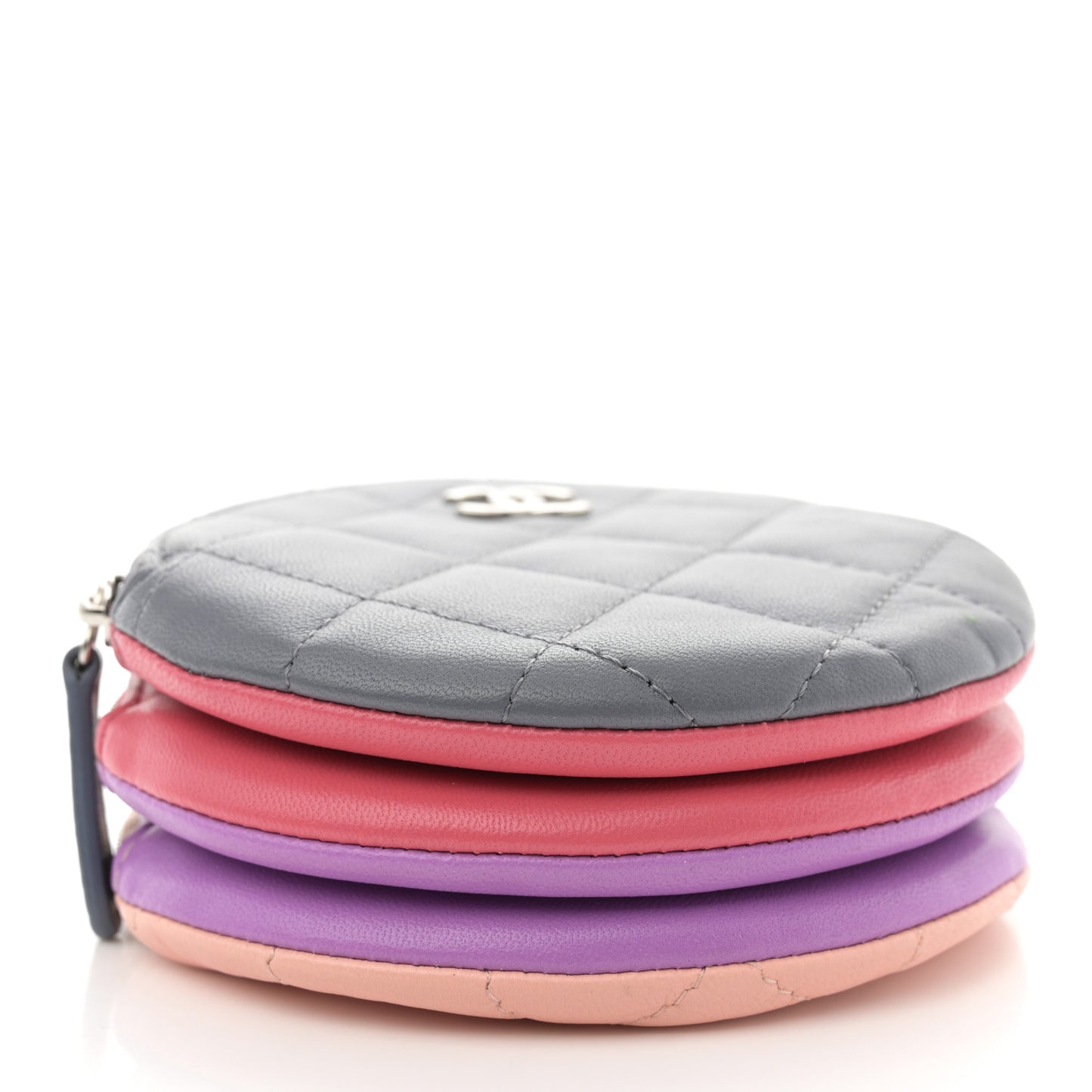 Lambskin Quilted Round Clutch With Chain Multicolor