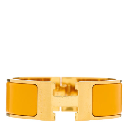 Hermes Enamel Wide Clic Clac H Bracelet PM Jaune Madras 1 of 5