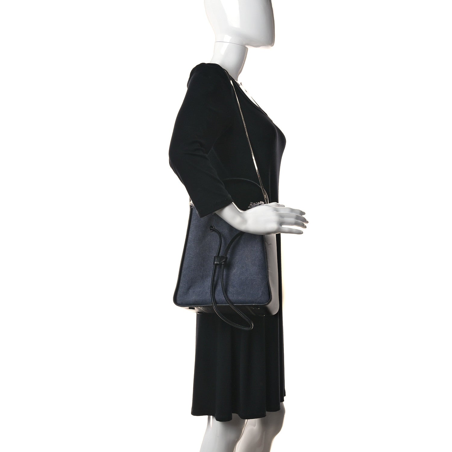 3.1 Phillip Lim Denim Calfskin Small Soleil Bucket Bag Blue Black 2 of 14
