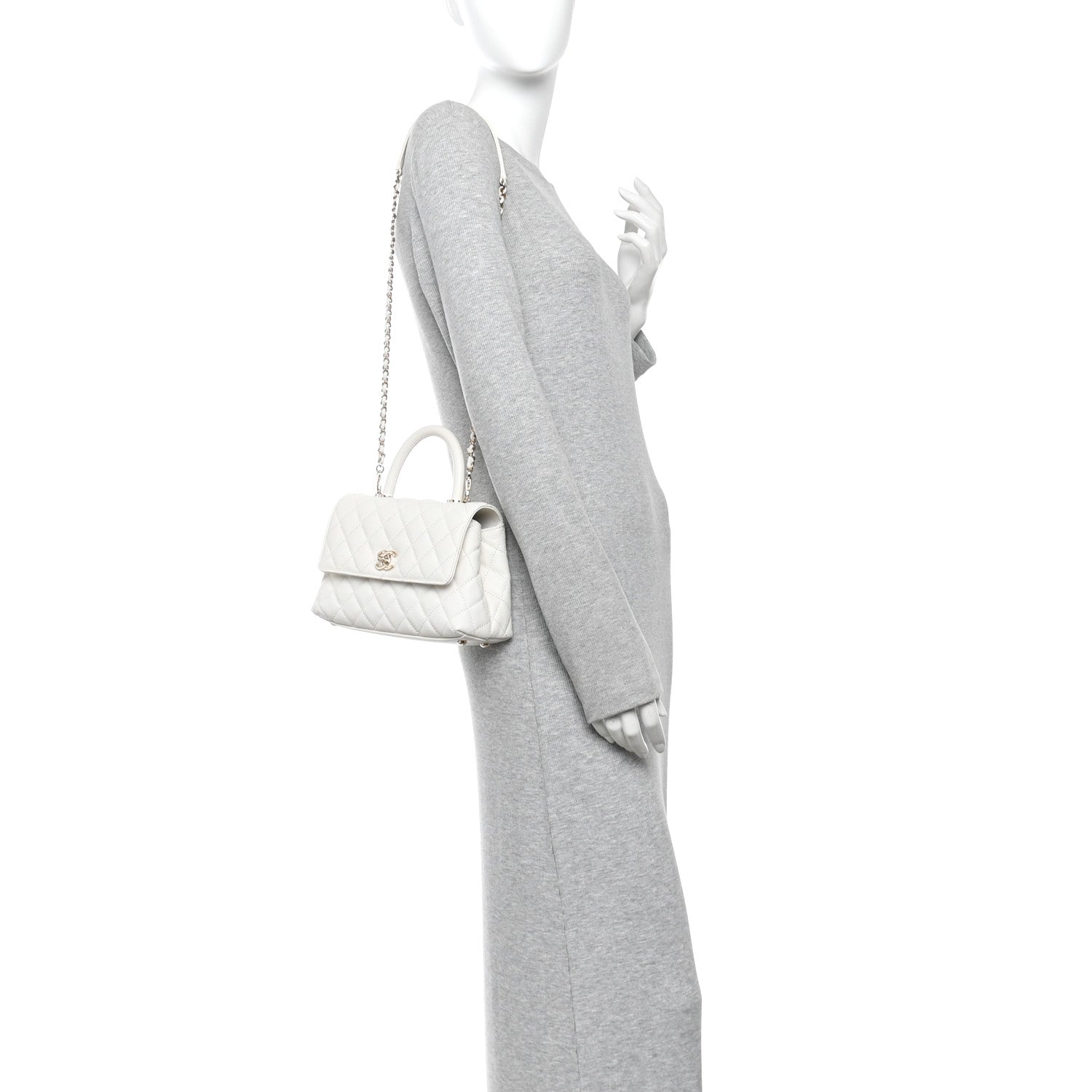 Chanel Caviar Quilted Mini Coco Handle Flap White 2 of 10