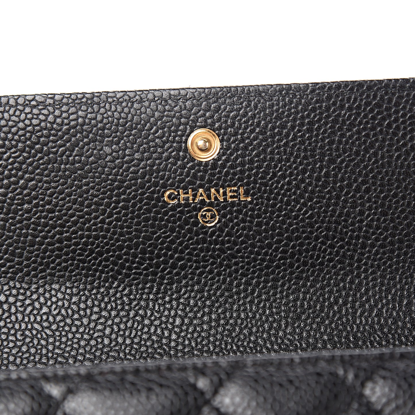 Caviar Quilted Large Gusset Flap Wallet Black