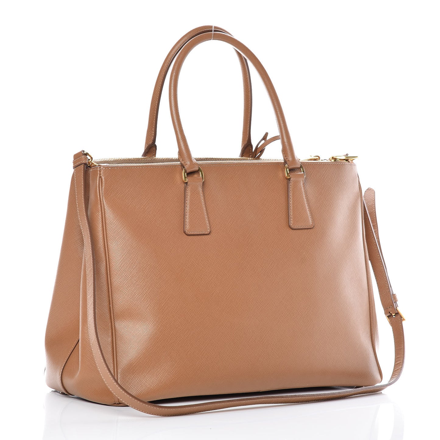 Saffiano Medium Galleria Double Zip Tote Caramel