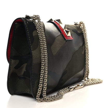 Valentino Garavani Nappa Canvas Camouflage Medium Glam Lock Rockstud Flap Verde 3 of 9