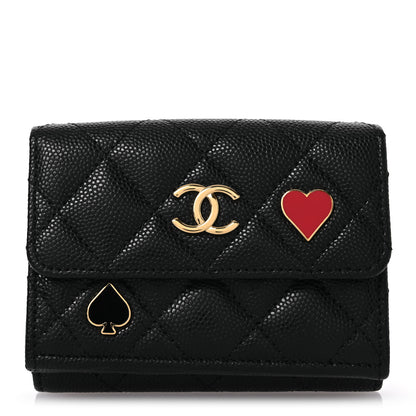 Chanel Caviar Quilted Enamel Coco Casino Double Flap Wallet Black 1 of 12