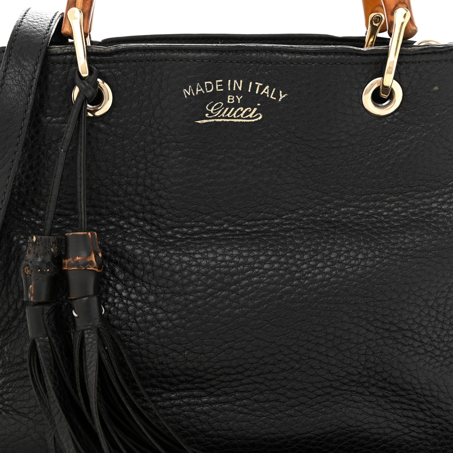 Gucci Calfskin Small Bamboo Shopper Tote Black 9 of 20