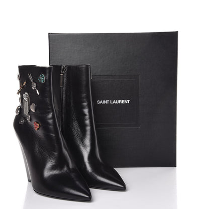 Saint Laurent Calfskin Niki Charm Boots 39 Black 9 of 9