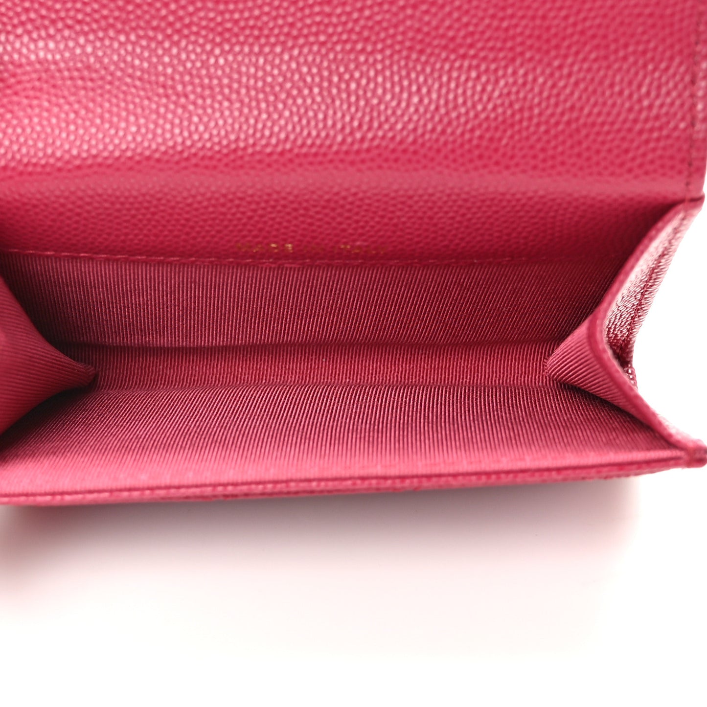 Caviar Quilted Flap Card Holder Wallet Dark Pink
