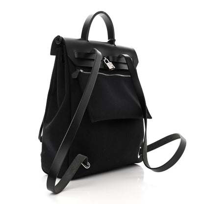 Hermes Toile Militaire Vache Hunter Laque Herbag a Dos Zip Retourne Backpack Black 4 of 11